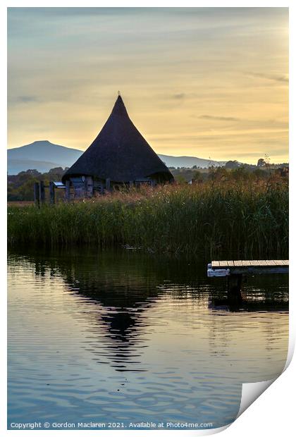 Sunset over the Crannog, Llangorse Lake Print by Gordon Maclaren