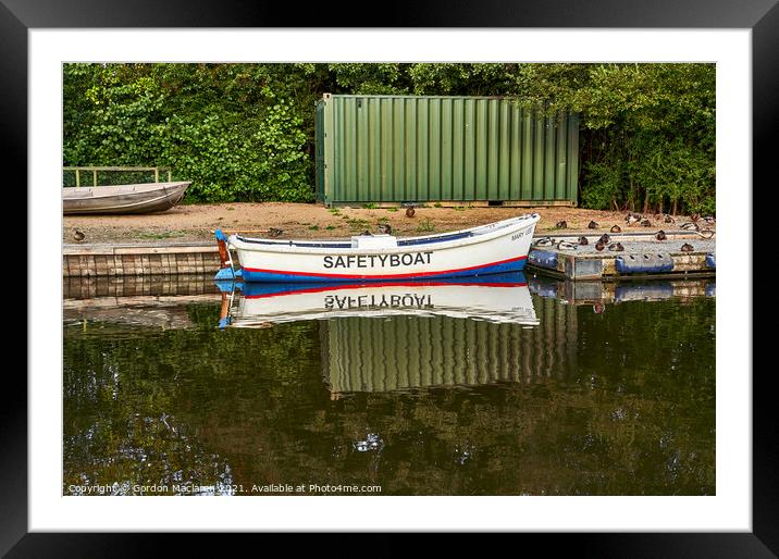 Safety Boat Llangorse Lake Brecon Beacons Framed Mounted Print by Gordon Maclaren