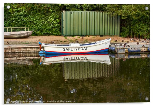 Safety Boat Llangorse Lake Brecon Beacons Acrylic by Gordon Maclaren