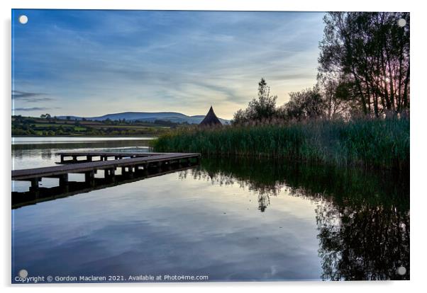 Evening at the Crannog, Llangorse Lake Acrylic by Gordon Maclaren