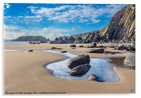 Marloes Sands, Pembrokeshire, at Low Tide Acrylic by Keith Douglas