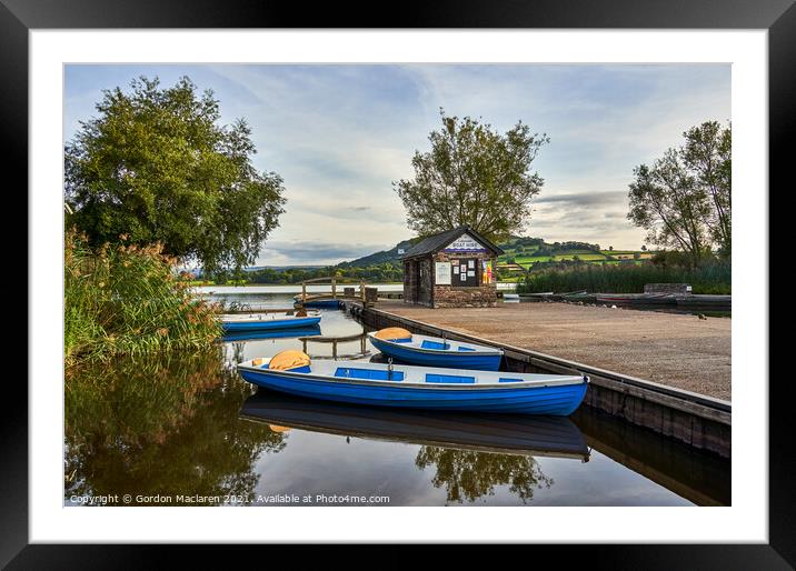 Boats moored in Llangorse Lake Brecon Beacons Framed Mounted Print by Gordon Maclaren