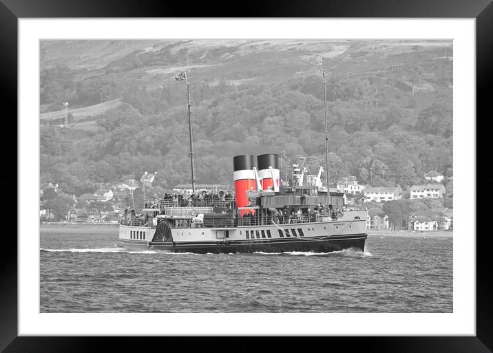 Monochrome image of PS Waverley Framed Mounted Print by Allan Durward Photography