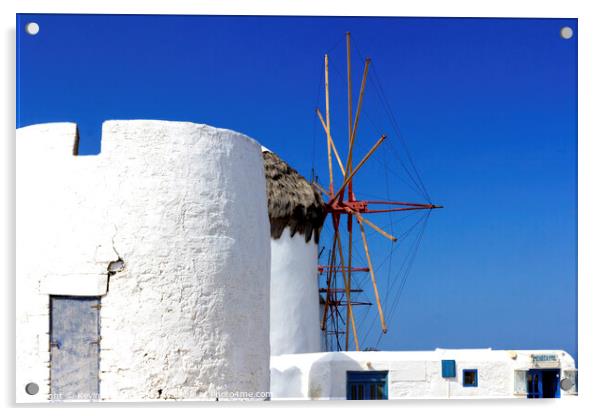  Windmill on Mykonos, Greece Acrylic by Kevin Hellon