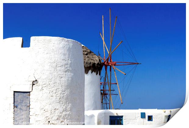  Windmill on Mykonos, Greece Print by Kevin Hellon