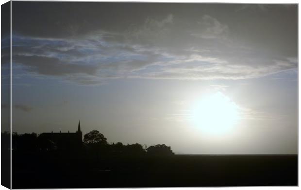 Sun setting Across the Estuary. Canvas Print by Becky Dix