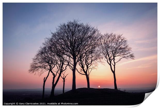 Falling Sun at Seven Sisters Print by Gary Clarricoates
