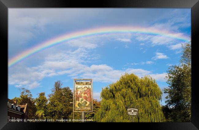 Rainbow over Chalfont St Giles Buckinghamshire Framed Print by Pearl Bucknall