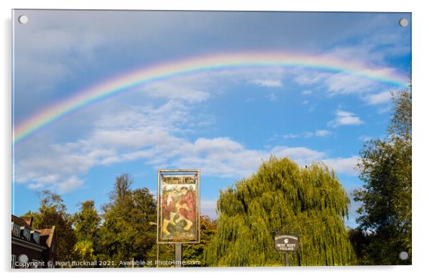 Rainbow over Chalfont St Giles Buckinghamshire Acrylic by Pearl Bucknall