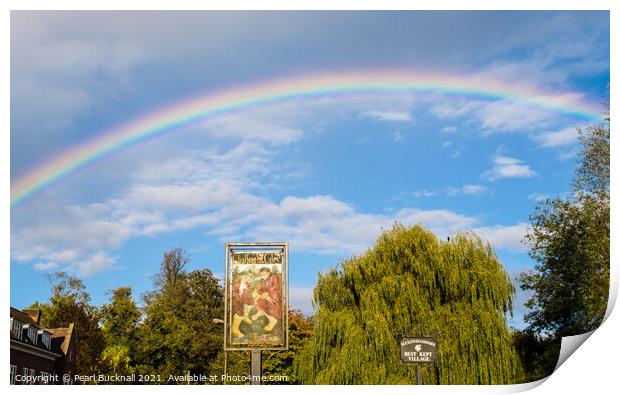 Rainbow over Chalfont St Giles Buckinghamshire Print by Pearl Bucknall