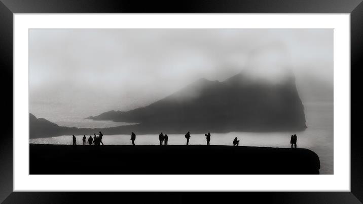 Worms Head tourists Framed Mounted Print by Leighton Collins
