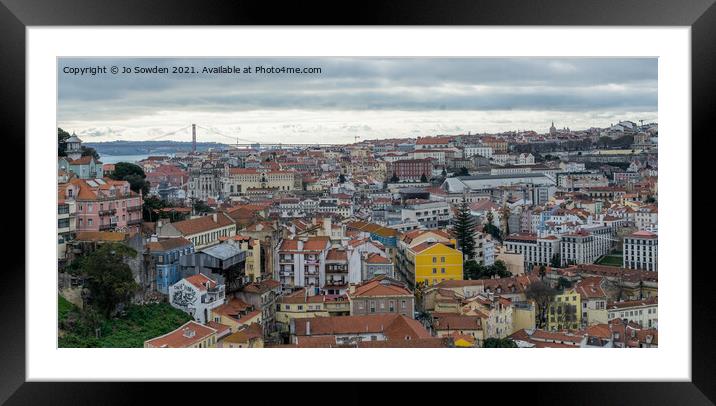 Lisbon viewed from the Castle Framed Mounted Print by Jo Sowden