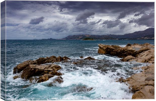 Adriatic sea under stormy clouds, Dalmatia, Croatia  Canvas Print by Sergey Fedoskin