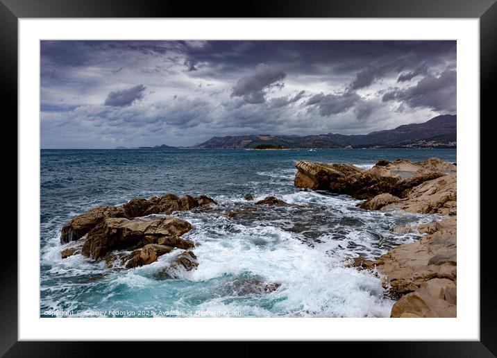 Adriatic sea under stormy clouds, Dalmatia, Croatia  Framed Mounted Print by Sergey Fedoskin