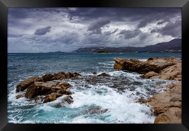 Adriatic sea under stormy clouds, Dalmatia, Croatia  Framed Print by Sergey Fedoskin