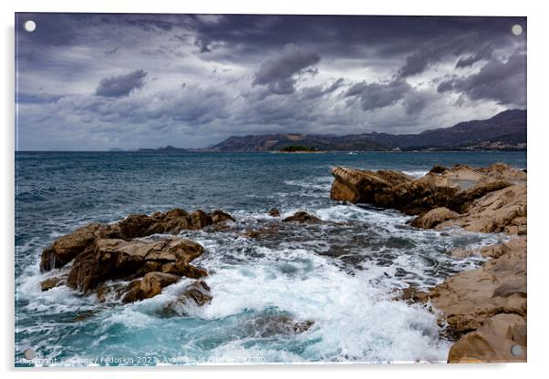 Adriatic sea under stormy clouds, Dalmatia, Croatia  Acrylic by Sergey Fedoskin