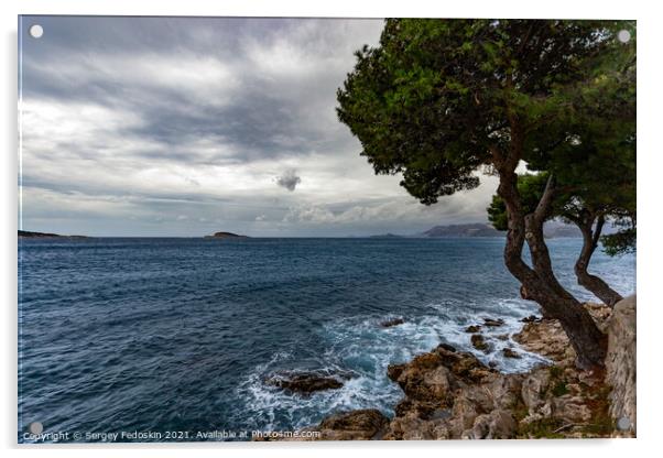 Cloudy weather over the Adriatic coast. Croatia Acrylic by Sergey Fedoskin