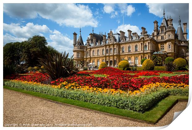 The Parterre At The Manor In Waddesdon In Full Bloom Print by Peter Greenway