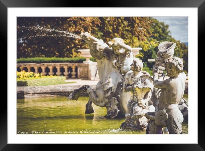 Ornamental Parterre Fountain Statue At The Manor In Waddesdon Framed Mounted Print by Peter Greenway