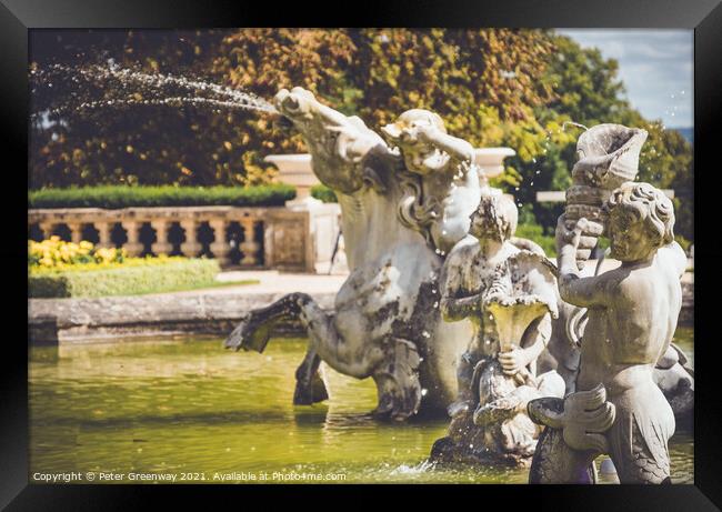 Ornamental Parterre Fountain Statue At The Manor In Waddesdon Framed Print by Peter Greenway