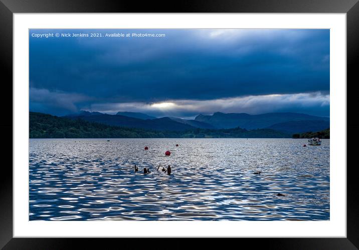 Lake Windermere and the Langdale Pikes Evening  Framed Mounted Print by Nick Jenkins