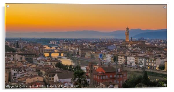 Ponte Vecchio Sunset Florence Acrylic by Margaret Ryan