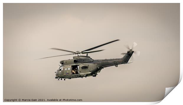 Military Helicopter taken over Yorkshire Print by Marcia Reay