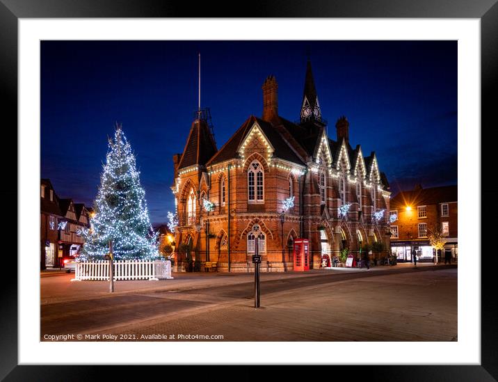 Christmas Tree and Town Hall, Wokingham, Berkshire Framed Mounted Print by Mark Poley