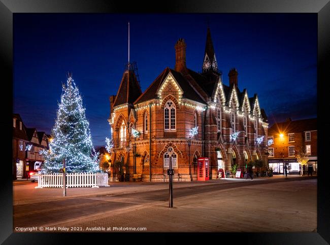Christmas Tree and Town Hall, Wokingham, Berkshire Framed Print by Mark Poley