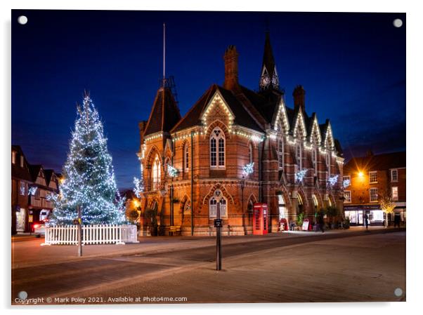 Christmas Tree and Town Hall, Wokingham, Berkshire Acrylic by Mark Poley