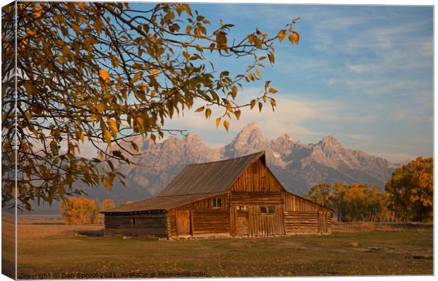 Mountain Barn In Autumn Canvas Print by Dan Sproul