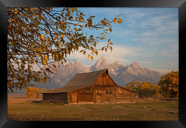 Mountain Barn In Autumn Framed Print by Dan Sproul