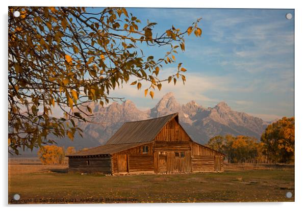 Mountain Barn In Autumn Acrylic by Dan Sproul