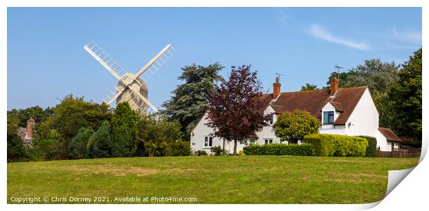 Duck End Mill in Finchingfield, Essex Print by Chris Dorney