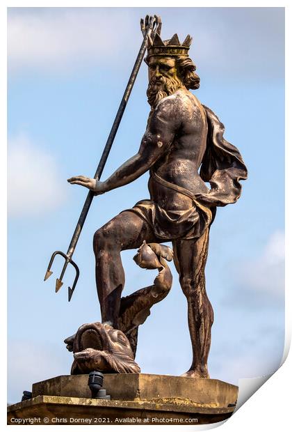 Neptune Statue in Durham, UK Print by Chris Dorney
