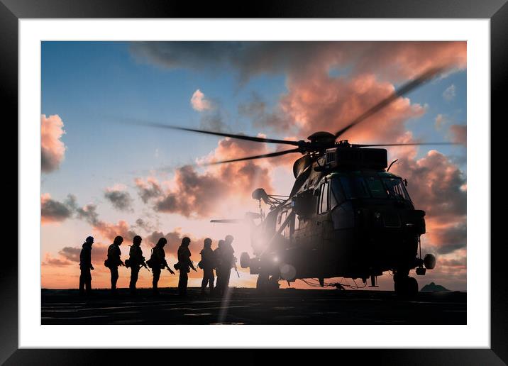 Royal Marines Commandos Framed Mounted Print by J Biggadike
