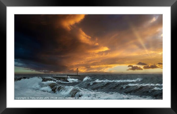 SETTING SUN OVER THE SEA ARM - HASTINGS Framed Mounted Print by Tony Sharp LRPS CPAGB