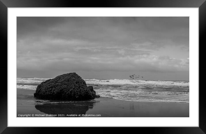 Looking out to sea at Reighton Sands, North Yorksh Framed Mounted Print by Michael Shannon