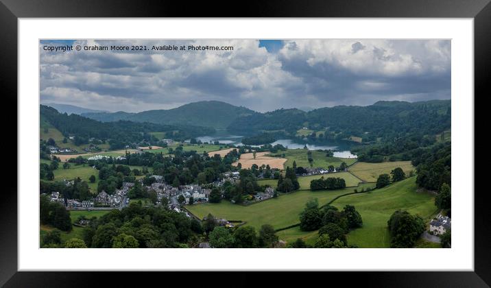 Grasmere village and lake panorama Framed Mounted Print by Graham Moore