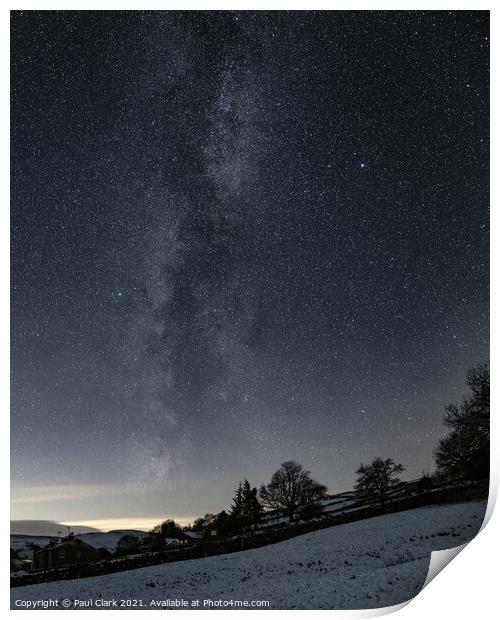 Milky Way above a quiet Swaledale village Print by Paul Clark