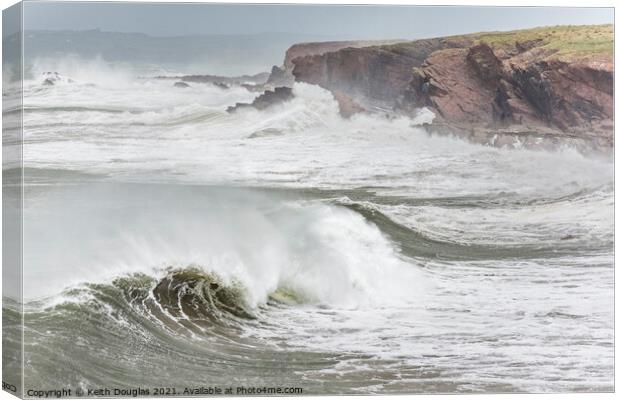 Stormy seas on the Pembrokeshire Coast Canvas Print by Keith Douglas