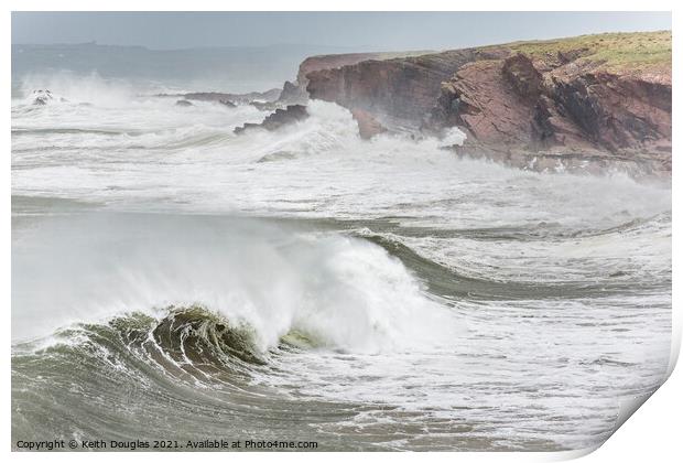 Stormy seas on the Pembrokeshire Coast Print by Keith Douglas