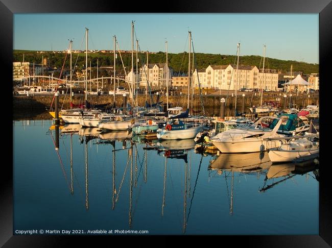 Serenity in Whitehaven Harbour Framed Print by Martin Day
