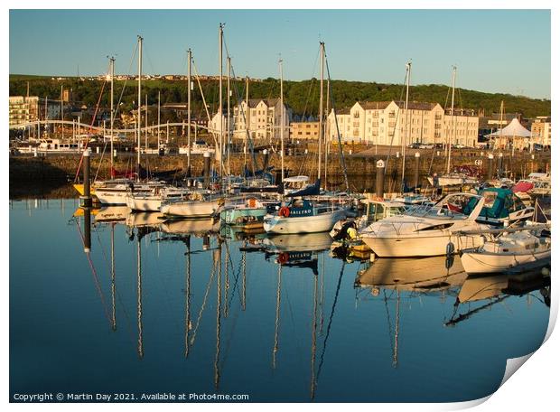 Serenity in Whitehaven Harbour Print by Martin Day
