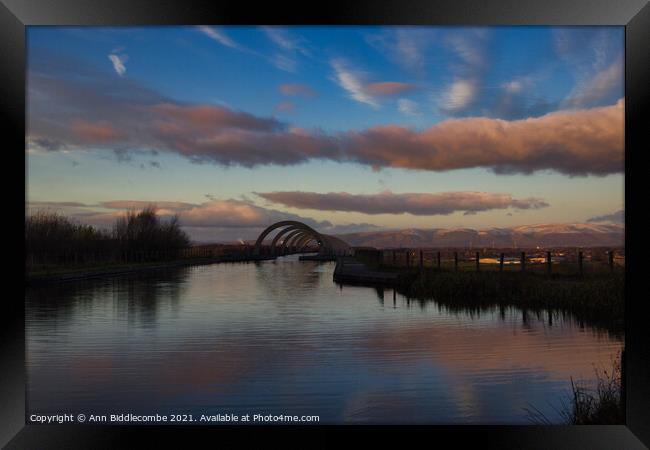 At the top of the Falkirk wheel on the canal Framed Print by Ann Biddlecombe