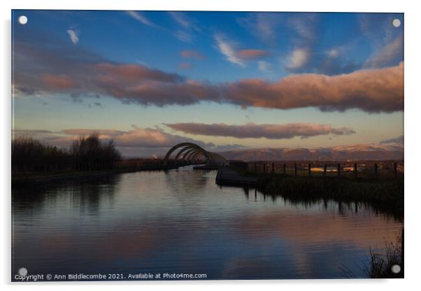 At the top of the Falkirk wheel on the canal Acrylic by Ann Biddlecombe