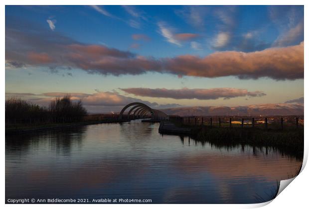 At the top of the Falkirk wheel on the canal Print by Ann Biddlecombe
