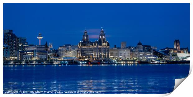 Liverpool Waterfront at blue hour Print by Dominic Shaw-McIver