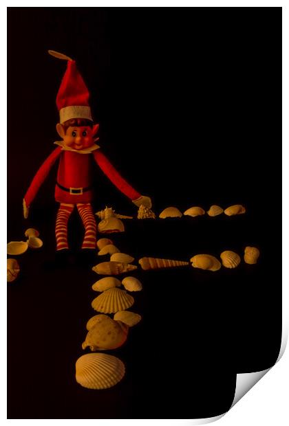 Mischievous Elf Amongst Seashells Print by Steve Purnell