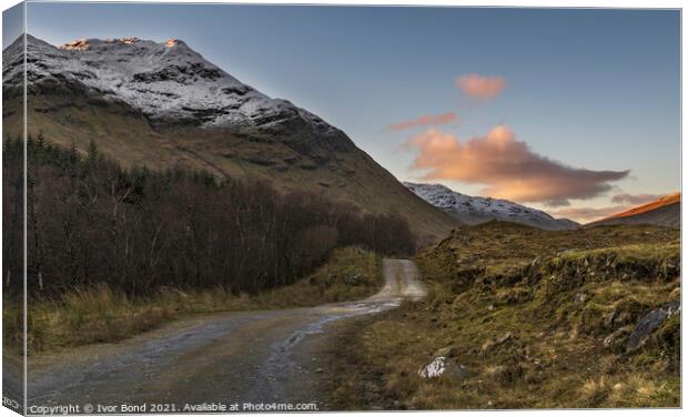 The Road through the Glen Canvas Print by Ivor Bond